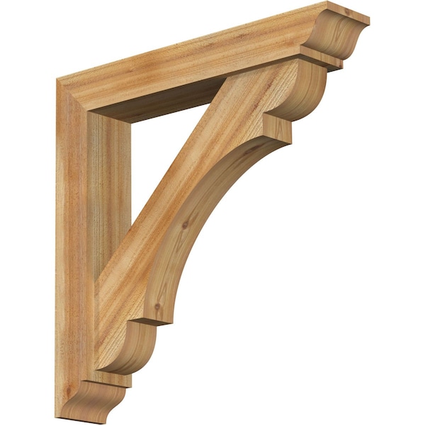 Ekena Millwork Olympic Traditional Rough Sawn Bracket w/ Offset Brace, Western Red Cedar, 6"W x 32"D x 32"H BKT0604X32X32OLY01RWR - main
